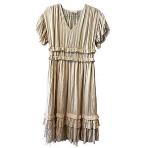 BOHME Willa Ruffle Dress, Ivory, M